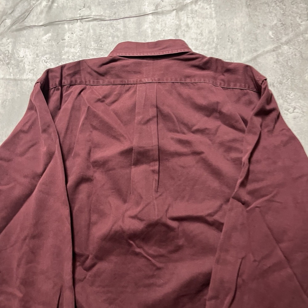 Polo Ralph Lauren XL Long Sleeve Solid Red 100% Cot Button Down Shirt Green Pony - Picture 8 of 9